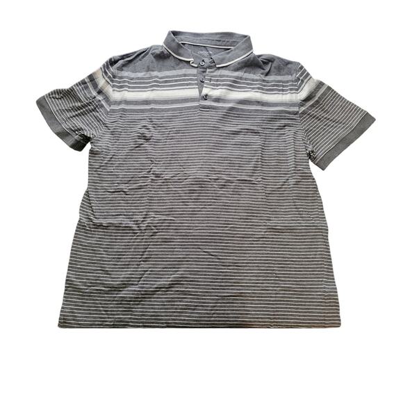 Claiborne stretch xxl gray/white Striped Short Sleeve polo - Picture 1 of 3